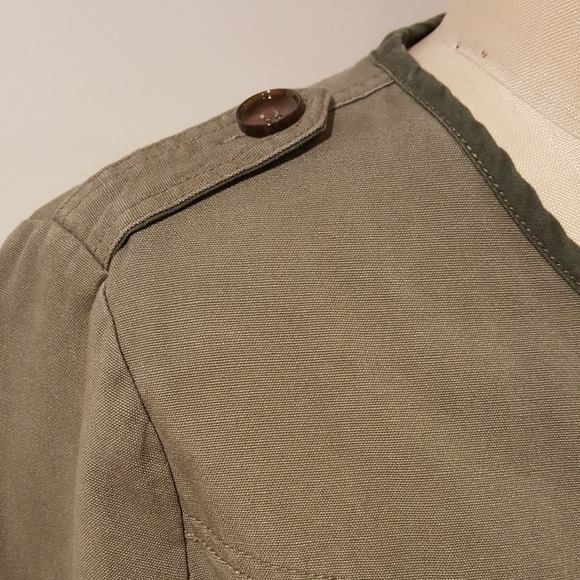 Gibson women’s khaki cotton jacket size M macrame-knitted back - Picture 8 of 13